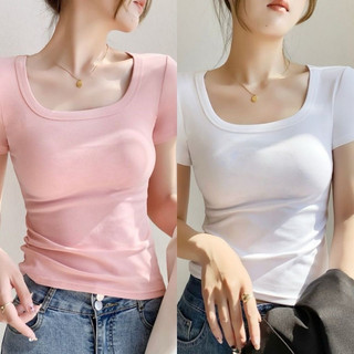 Áo Croptop Babytee Cổ Rộng Vuông Xinh Xắn