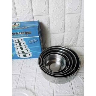 Bộ 5 hộp đựng thực phẩm inox kèm nắp nhựa cao cấp, thố lạnh bảo quản tiện lợi