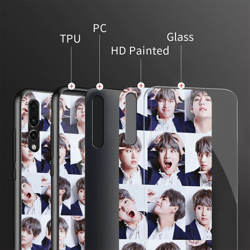 Ốp Điện Thoại Kính Cường Lực Kim V Taehyung Cho IPhone 15 14 13 12 11 Pro XS Max Plus Mini X XR 8 7 6s SE2 / 3