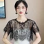 Khăn choàng ren AWNGD, Khăn choàng ren trắng đen rỗng, Áo choàng nữ Shrug Cape Poncho Xuân Thu