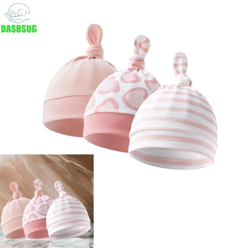 Dasbsug 1 Cái 3 Mũ Bé Thắt Nút Mũ Ấm Áp Chống Gió Trẻ Sơ Sinh Bonnet Mũ Sơ Sinh Bonnet Tắm Hiện Tại Cho Bé Trai 0-3 Tháng