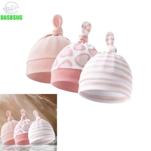 Dasbsug 1 Cái 3 Mũ Bé Thắt Nút Mũ Ấm Áp Chống Gió Trẻ Sơ Sinh Bonnet Mũ Sơ Sinh Bonnet Tắm Hiện Tại Cho Bé Trai 0-3 Tháng