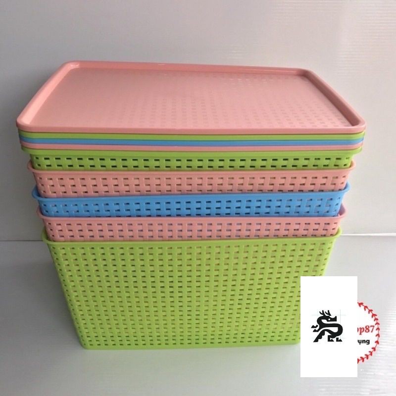 Giỏ đựng đồ giả mây [Hoả tốc - Chọn màu- 6 màu] phong cách Hàn Quốc/ Việt Nhật, thùng nhựa đan đủ size nhiều màu