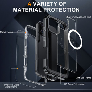 [Shellbox] Dành cho iPhone 16 Pro Max Plus Vỏ Magneitic tích hợp bảo vệ màn hình 360° Vỏ bảo vệ toàn thân hạng nặng Nhẹ mỏng chống sốc trong suốt