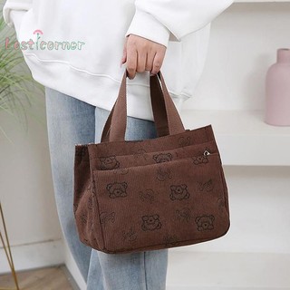 Lostcorner Hoạt Hình Dễ Thương In Hình Vải Lanh Đa Năng Túi Xách Nhân Viên Văn Phòng Bữa Trưa Bento Túi Tote Mới