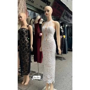 Váy body cổ yếm tơ phối ren ôm sát cơ thể siêu tôn dáng đính charm trước ngực chân dáng suông xinh - Baotrang.clothes