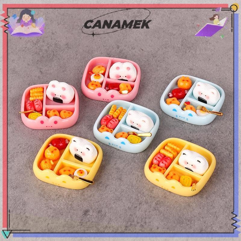 CANAMEK 1 Bộ Trẻ Em Giả Vờ Chơi Đồ Chơi Mô Phỏng Bữa Ăn Cơm Thu Nhỏ Playset Dễ Thương Sáng Tạo Thực Tế Trang Trí Di Động Bento Mô Hình Thực Phẩm CSF