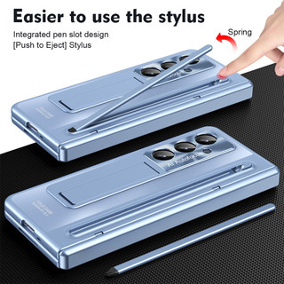 Dành Cho Samsung Galaxy Z Fold 7 Fold7 W25 Z Fold SE Gấp Đặc Biệt 6 Slim 6 5 4 Bản Lề Bảo Vệ Toàn Diện Vỏ Da PU Kính Cường Lực Phim Có Bút Cảm Ứng Gấp Giá Đỡ