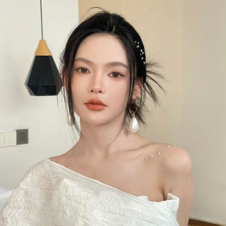 1 Đôi Bông Tai Ngọc Trai Giọt Nước Tối Giản Pháp
