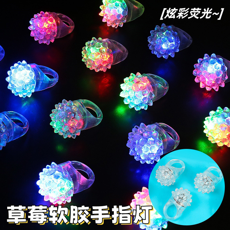 ✨Dạ Quang Vòng Dâu LED Cao Su Mềm Ngón Tay Ánh Sáng Bán Chạy Nhất Sản Phẩm Nóng Vòng Đồ Chơi 25.7.16