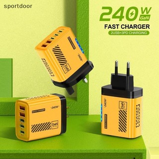[sportoutdoor] Bộ sạc điện thoại di động 240W 5 cổng 2 USB 3 loại C PD QC 3.0 Bộ sạc tường US EU Cắm cho [ra]