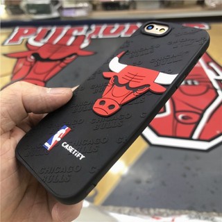 Ốp điện thoại silicon 3D hoạt hình NBA Red Angry Bull cho iPhone 17 16 15 14 13 12 11 Pro Max 7 8 Plus