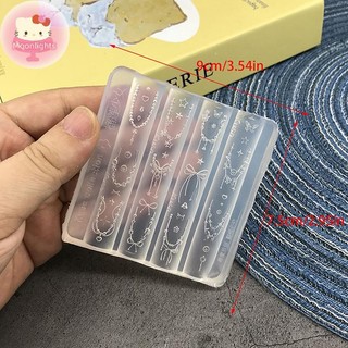 Moonlights Hoạt Hình Silicon Móng Tay Hạt Dây Xích Khắc Nơ Khuôn Trang Trí Móng Tay Thiết Kế DIY Lập Thể Tấm Dập Dụng Cụ Làm Móng Tay EN