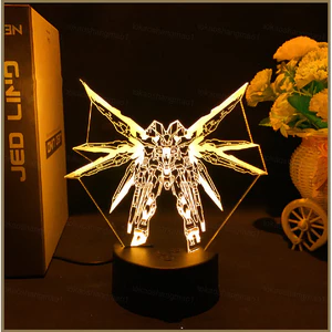 HK1 Di Động Phù Hợp Với Gundam Đèn Ngủ Anime Acrylic 3d Đèn LED Từ Xa Sạc USB Hoạt Hình Chiếu Sáng Trang Trí Bàn Làm Việc Nhà KH1