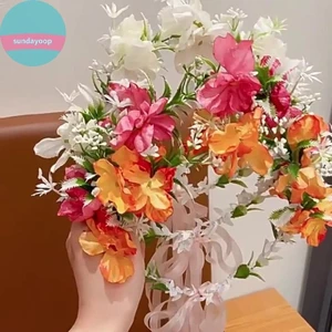 Sund Công Chúa Trẻ Em Siêu Tiên Vòng Hoa Mũ Đội Đầu Cô Gái Rừng Series Mô Phỏng Ruy Băng Hoa Cô Gái VN