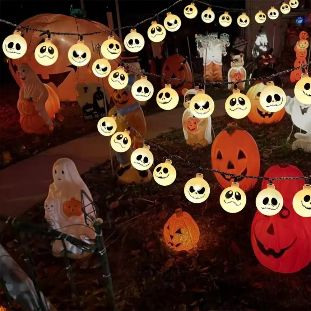 Dây đèn LED mặt ma Halloween 10 đèn LED hoạt động bằng pin, Trang trí tiệc kinh dị cho ngôi nhà ma ám / bữa tiệc Halloween, Đồ trang trí bằng nhựa dễ thương và đáng sợ