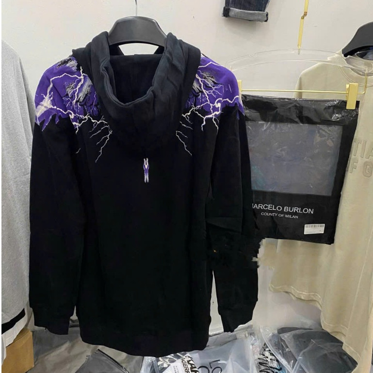Áo Hoodie Burlon Cánh Chớp Tím KCloset Áo Nỉ Dày Dặn Dáng Rộng Nam Nữ NA957