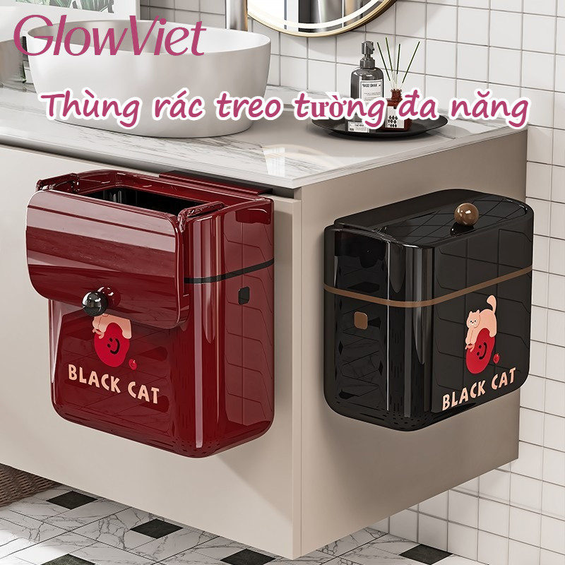Thùng rác treo tủ bếp nhựa PP cao cấp, Nắp lật tiện dụng, dung tích lớn, chống mùi hiệu quả