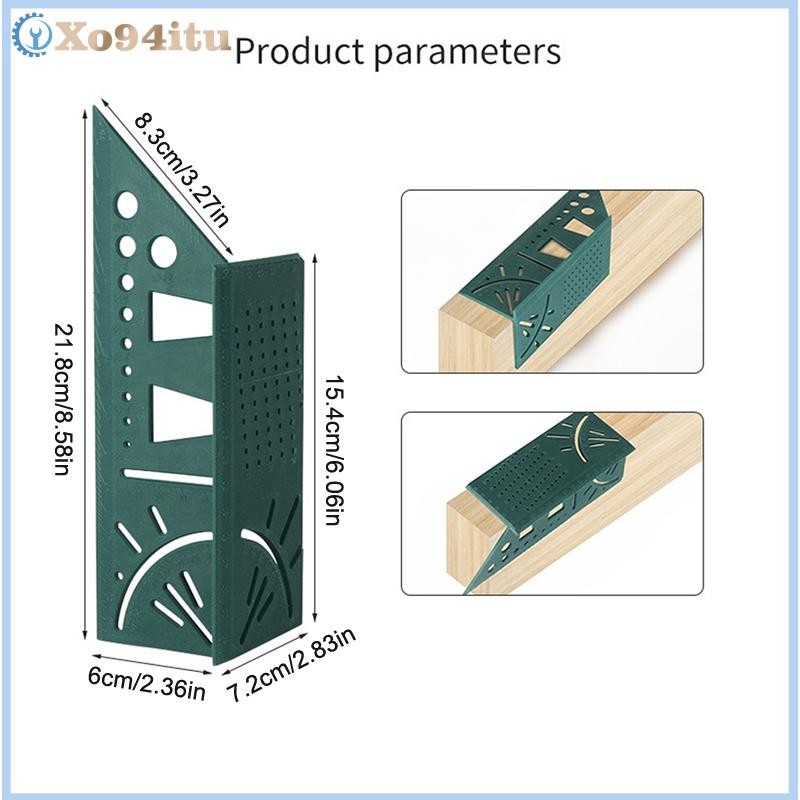 XOITU Đa Năng Định Vị Thợ Mộc Góc Thước 3D Miter Góc Đo Thước Định Vị Đục Lỗ 45 90 Độ Đường Thước VN