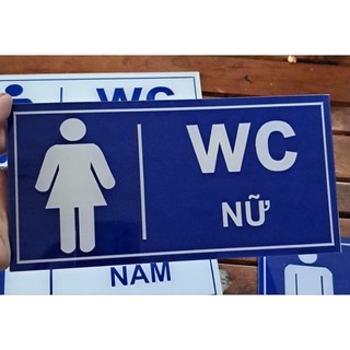 Bảng wc nam, nữ, mica kích thước cm nền xanh + chữ trắng, bền, bóng. đẹp có keo