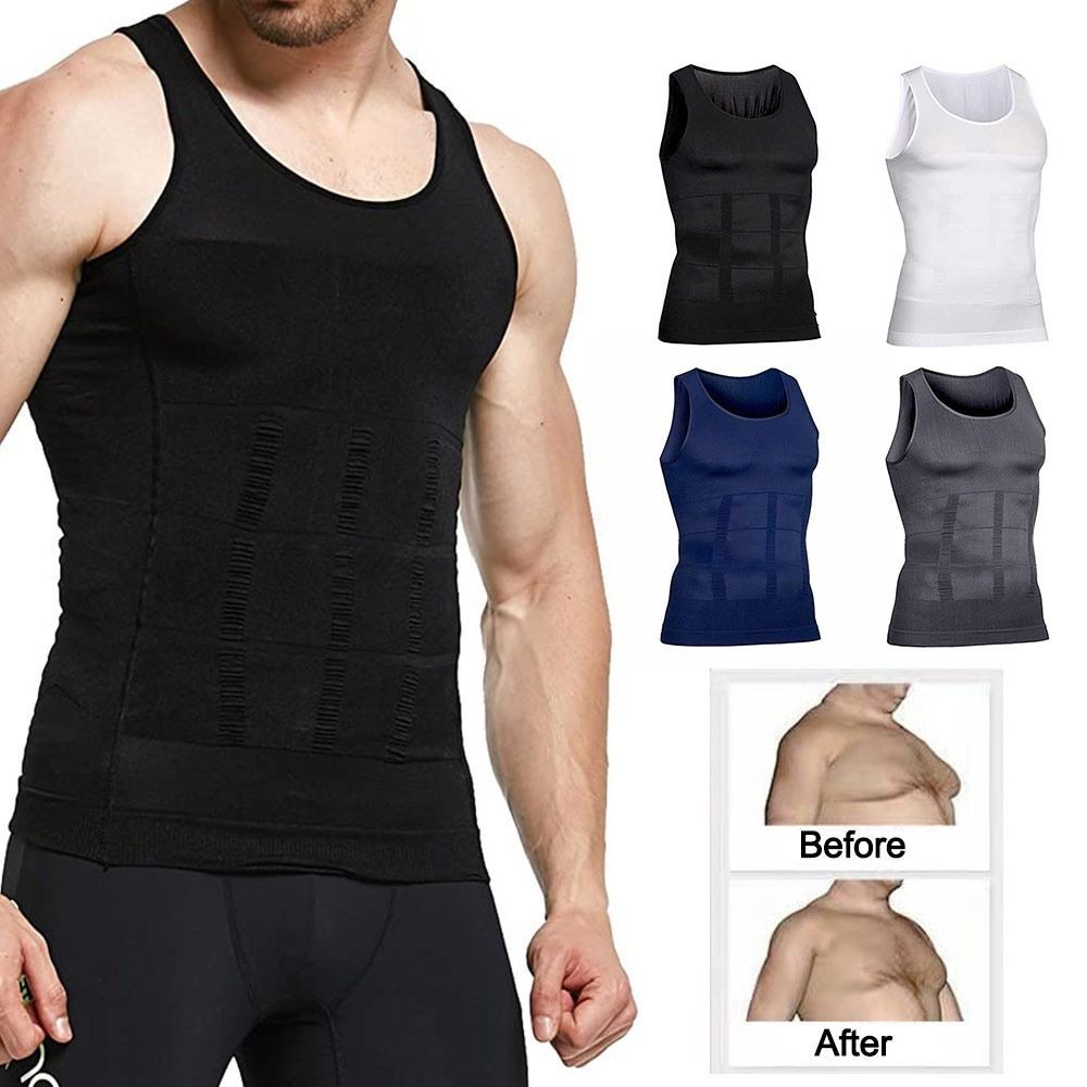 Áo sơ mi nén PYCOU Selure, Áo Vest nén không tay điều khiển bụng, Áo thun tập eo nhẹ thời trang dành cho nam giới