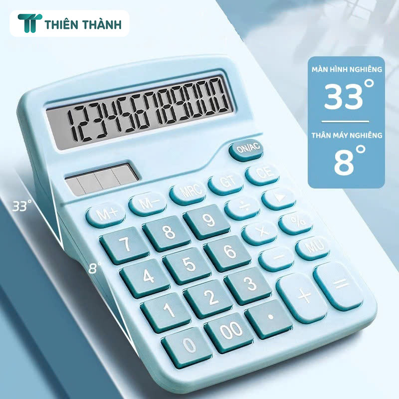 Máy Tính Bỏ Túi 12 Chữ Số - Máy Tính Văn Phòng Pin Mặt Trời, Màn Hình To, Dùng Trong Cửa Hàng