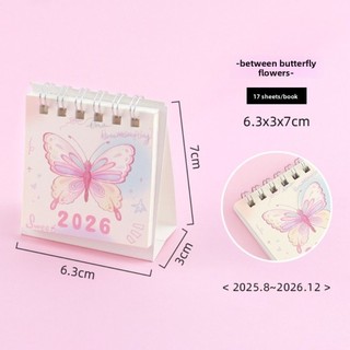 Lịch để bàn MEGOCE 2026, Lịch Mini lật đứng nhỏ, Lịch cuộn trang trí máy tính để bàn hoạt hình cho đồ dùng học tập văn phòng