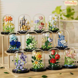 【BabyJoy】Đồ Chơi Lắp Ráp Hình Hoa,Khối Xây Dựng hoa hướng dương,Có đế và vỏ bảo vệ,quà tặng sáng tạo