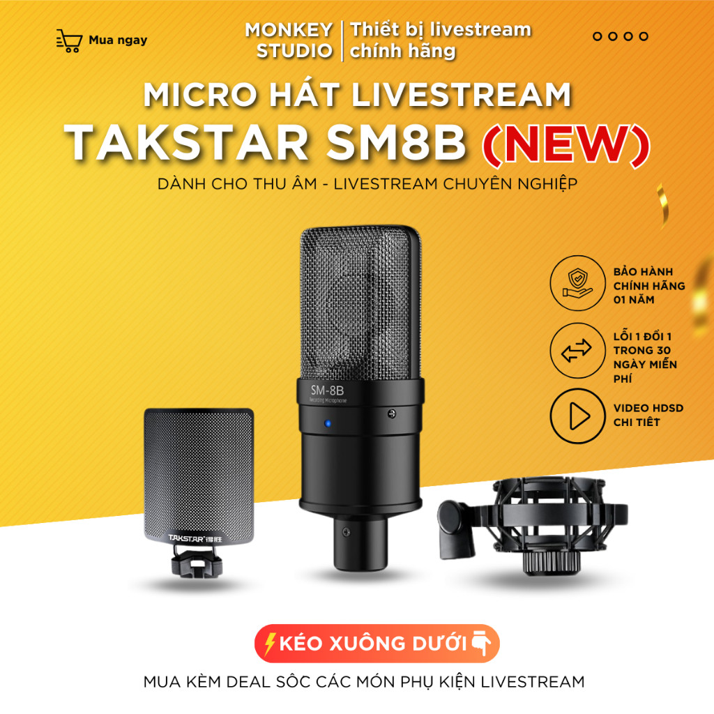 Mic Livestream, Micro thu âm TAKSTAR SM8B Chính Hãng Cho Thu Âm Hát ...