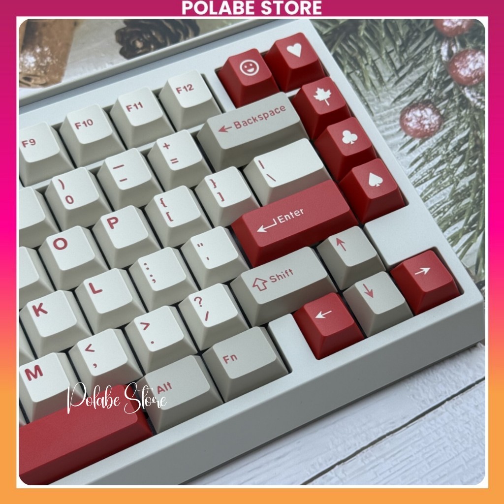 Keycap Classic Retro Red Blot Cherry Profile Keycap CMK cổ điển double shot bàn phím cơ Mitoby Factory