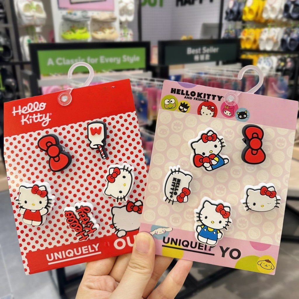 Phụ kiện Hello Kitty có thể tháo rời cho giày lỗ/giày cao cấp, họa tiết hoa Busch Zhibixing