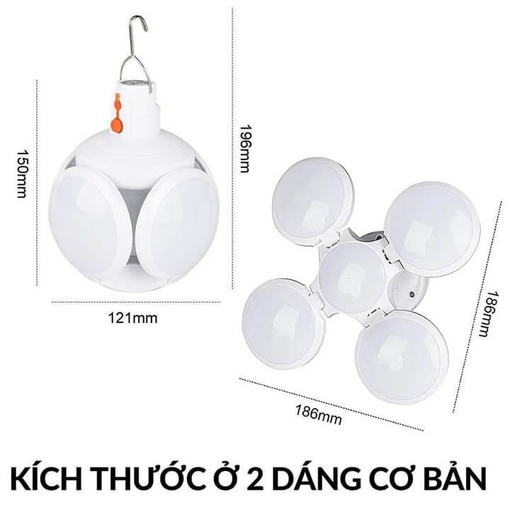 Bóng Đèn tích Điện 4 cánh sạc tích Điện năng lượng mặt trời , 5 chế độ sáng Đèn chiếu sáng trên bàn ngoài trời BB -383