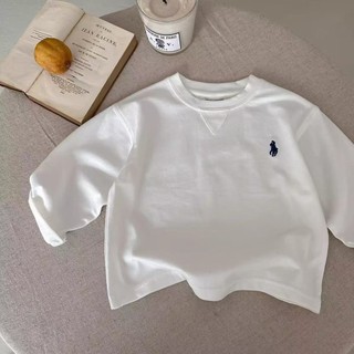 Mùa Xuân Thu Trẻ Em Dài Tay Áo Thun Bé Trai Bé Gái Retro Đáy Áo Sơ Mi Hoạt Hình Thường Ngày Cổ Tròn Top