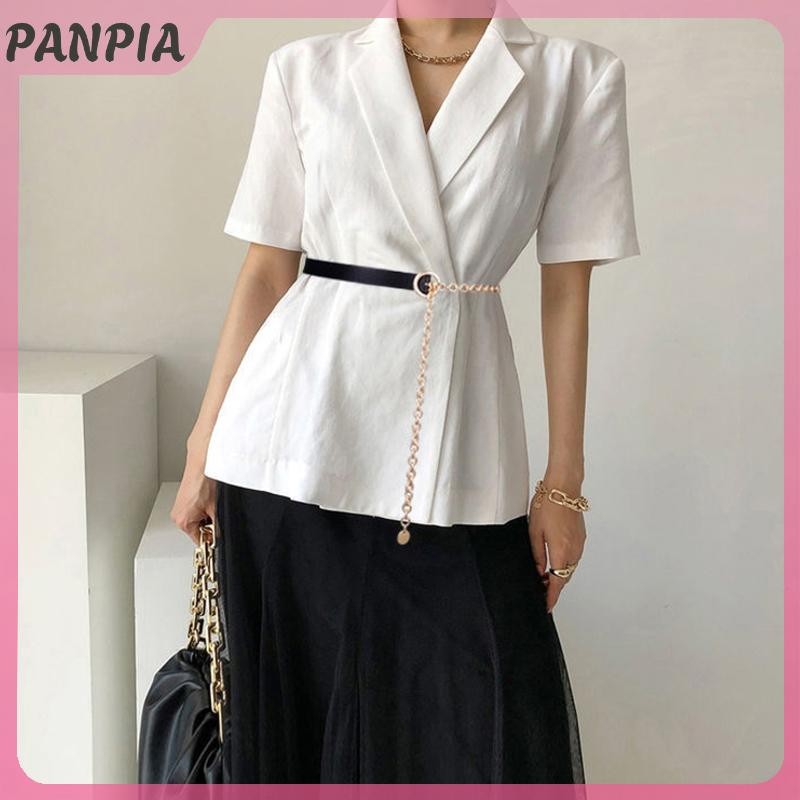 PNPIA-Thin Thắt Lưng Nữ Dây Xích Kim Loại Da Đen Nối Dây Áo Sơ Mi Hợp Thời Trang Trang Trí Phù Hợp Với Phù Hợp Với Tất Cả Trận Đấu Áo Sơ Mi Dây Xích
