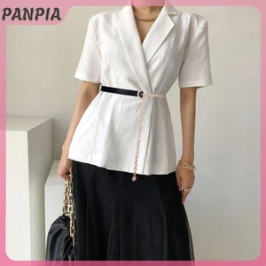 PNPIA-Thin Thắt Lưng Nữ Dây Xích Kim Loại Da Đen Nối Dây Áo Sơ Mi Hợp Thời Trang Trang Trí Phù Hợp Với Phù Hợp Với Tất Cả Trận Đấu Áo Sơ Mi Dây Xích