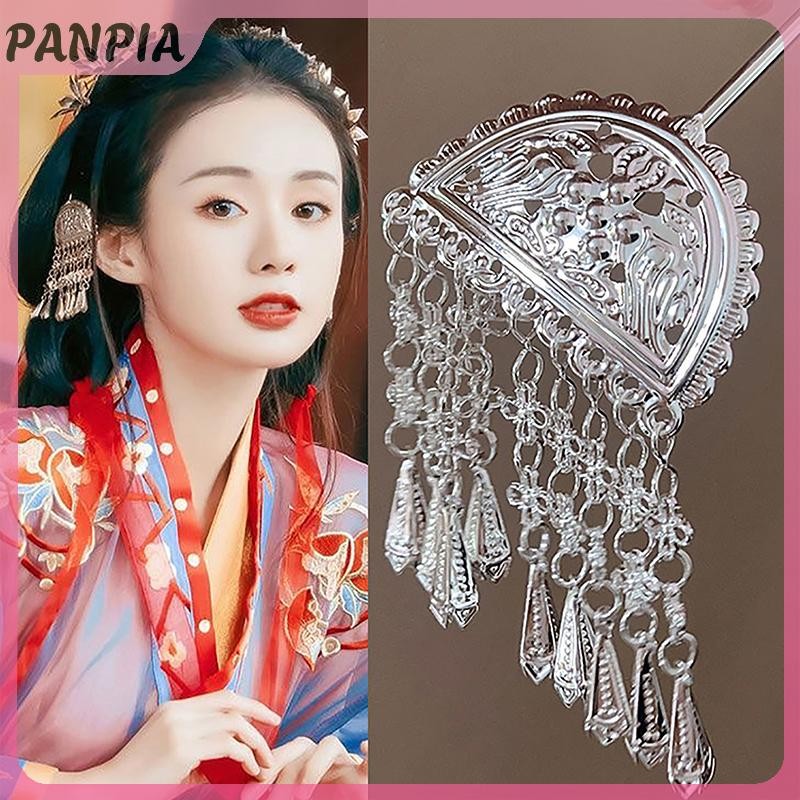 PNPIA-Ethnic Tua Rua Chuông Âm Thanh Mặt Trăng Họa Tiết Kẹp Tóc Cho Nữ Trang Sức Tóc Tối Giản Phụ Kiện