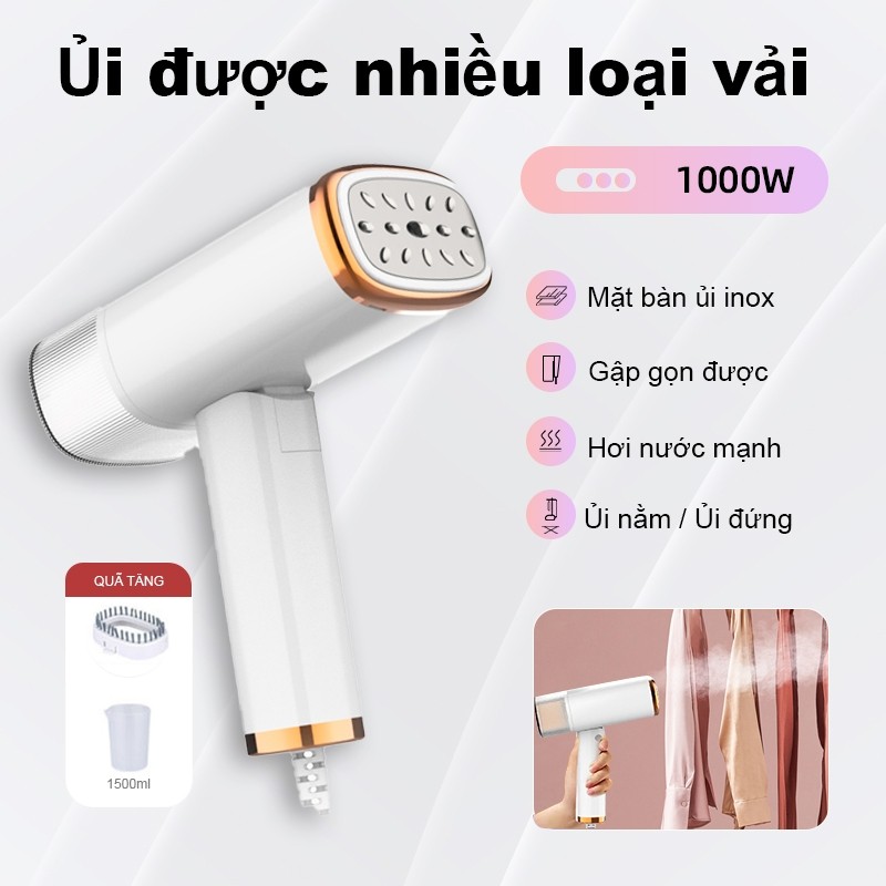 Bàn ủi hơi nước cầm tay mini, phù hợp mọi loại vải, dung tích lớn, tiện lợi mang theo.