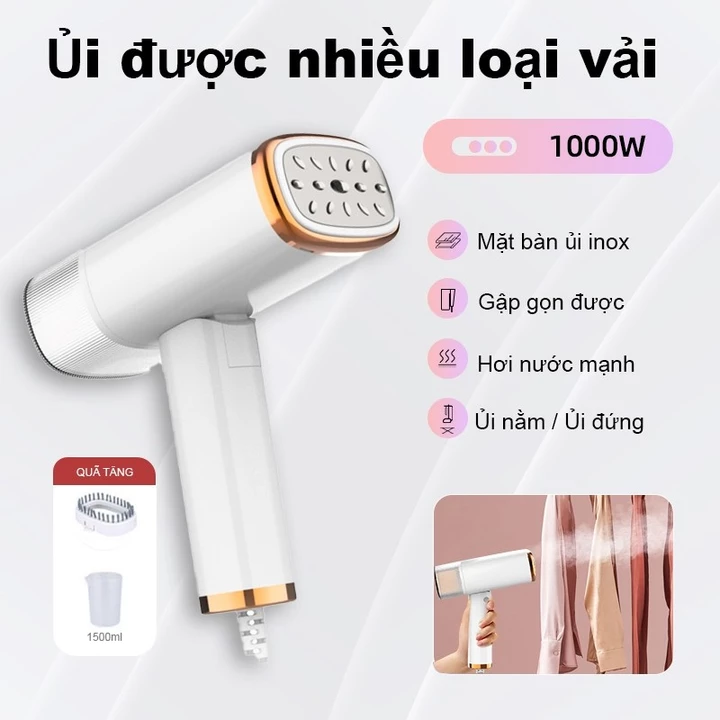 Bàn ủi hơi nước cầm tay mini, phù hợp mọi loại vải, dung tích lớn, tiện lợi mang theo.