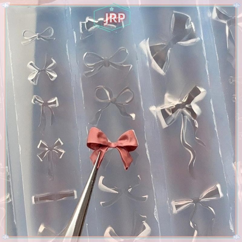 JRP 3D Ruy Băng Nơ Hình Khuôn Dập Stencils UV Gel Ba Lan Khuôn Nghệ Thuật Silicon Khắc Khuôn DIY Thiết Kế Móng Tay Charm Trang Trí JRP