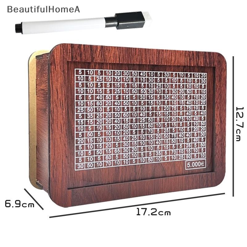 BeautifulHomeA Hộp tiết kiệm tiền bằng gỗ Ngân hàng lưu trữ tiền tiết kiệm mục tiêu Bộ đếm có thể tái sử dụng Handmade Piggy Bank Khay đựng tiền xu VN