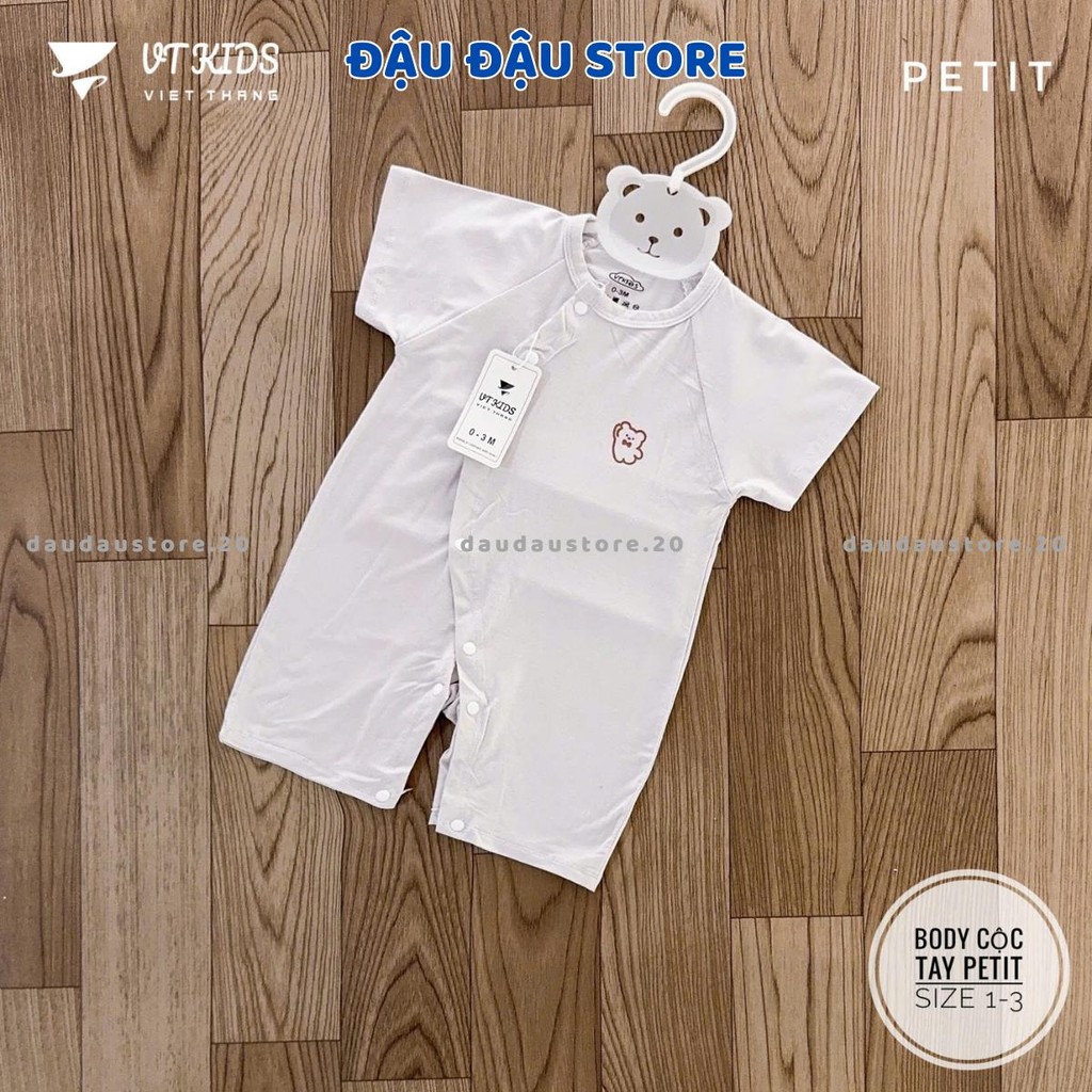 Set 2/3 Body Cộc Tay Thun Petit Màu VT Cúc Bấm Vạt Chéo Sơ Sinh mềm mịn cho bé trai bé gái 3-9kg VT-BDC07 Đậu Đậu Store