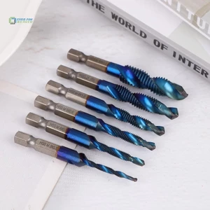 M3 M4 M5 M6 M8 M10 Dụng cụ cầm tay Chuôi lục giác Mạ titan HSS Vít Thread Metric Tap Drill Bits Vít Machinepound Tap mới