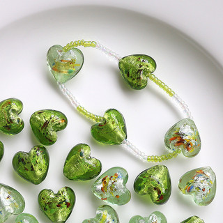 Vàng Lá Vàng Tình Yêu Hạt Thủy Tinh Nhỏ Tươi Đục Lỗ Đính Hạt Chất Liệu diy Handmade Trang Sức Bông Tai Vòng Cổ Phụ Kiện Chất Liệu