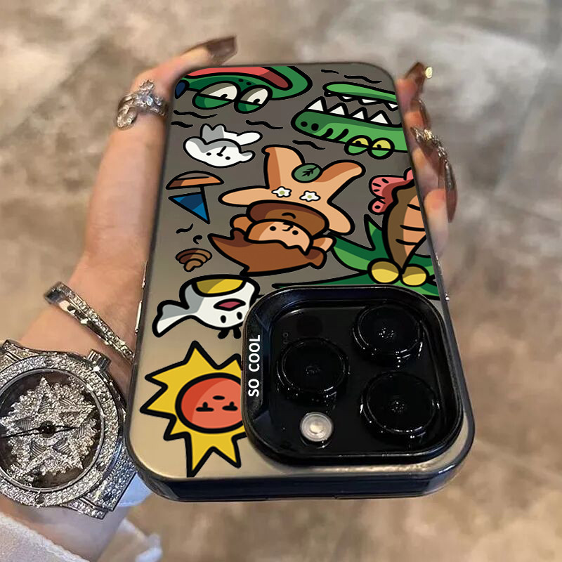 Dành Cho iPhone 16 11 12 13 14 15 Pro Max XR X XS Max 7 8 Plus SE2020 2022 Phim Hoạt Hình Supermaria IMD Sang Trọng Mờ Cứng Chống Sốc
