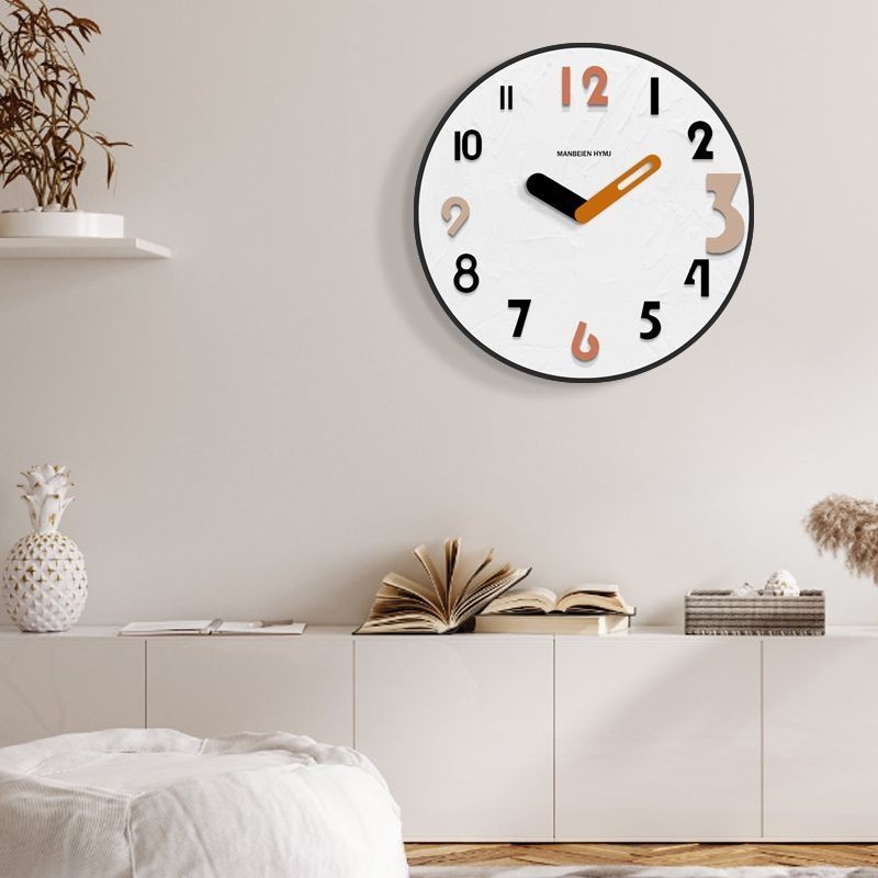 Pháp Phong Cách Kem Đồng Hồ Treo Tường Phòng Khách Đồng Hồ Treo Tường Đơn Giản Đồng Hồ Treo Tường Nhà Tròn Im Lặng Đồng Hồ Phòng Ngủ Cho Trang Trí Phòng Khách
