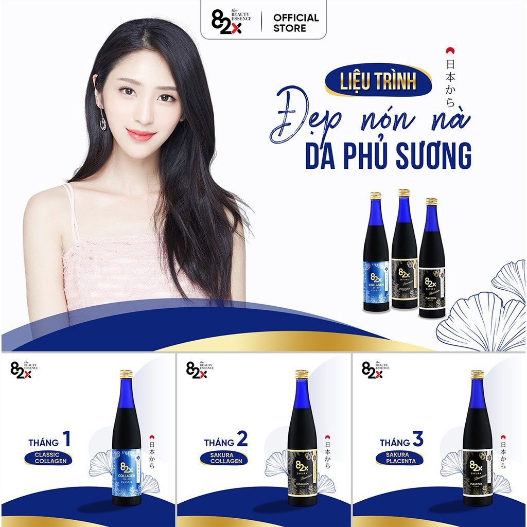 Ảnh Combo 3 Chai Nước Uống 82X Gồm Collagen + Sakura Collagen + Sakura Placenta Giảm Nám Tàn Nhang 500ml/chai 3
