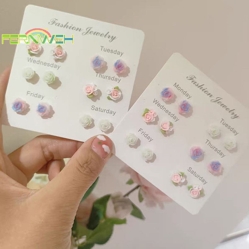 [Fernweh] Bộ 6 Đôi Bông Tai Hoa Nhiều Màu Sắc Dễ Thương Đơn Giản Dành Cho Nữ Bé Gái Bông Tai Đính Hoa Ngọt Ngào Sáng Tạo Tiệc Trang Sức Hợp Thời Trang Quà Tặng [MỚI]