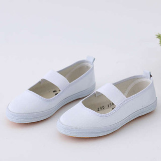 Giày trắng trẻ em Lutai Sơn Đông, vải canvas, nam nữ, dùng cho khiêu vũ, thể dục, trường học, hoạt động