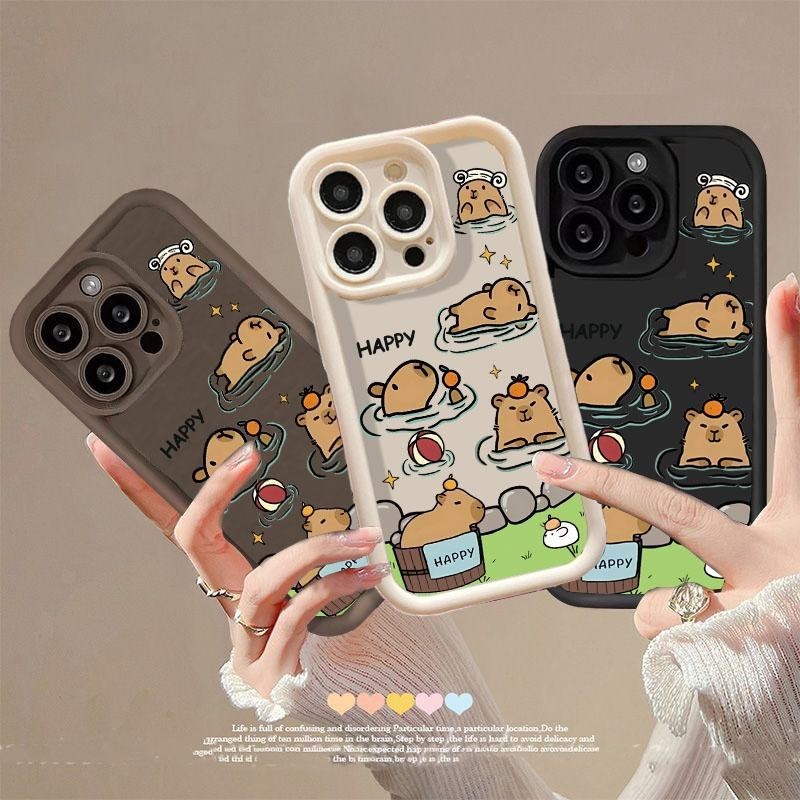 Ốp Điện Thoại Capybara Hoạt Hình Cho VIVO S1 V15 V20 V23 E V25 V27 V27E V30 Pro V30E Y03 Y28 Y17 Y11S Y12I Y33T Y33S Y21S Y15S Y01 Y02T Y100 Vỏ Silicon Mềm Dễ Thương Viền