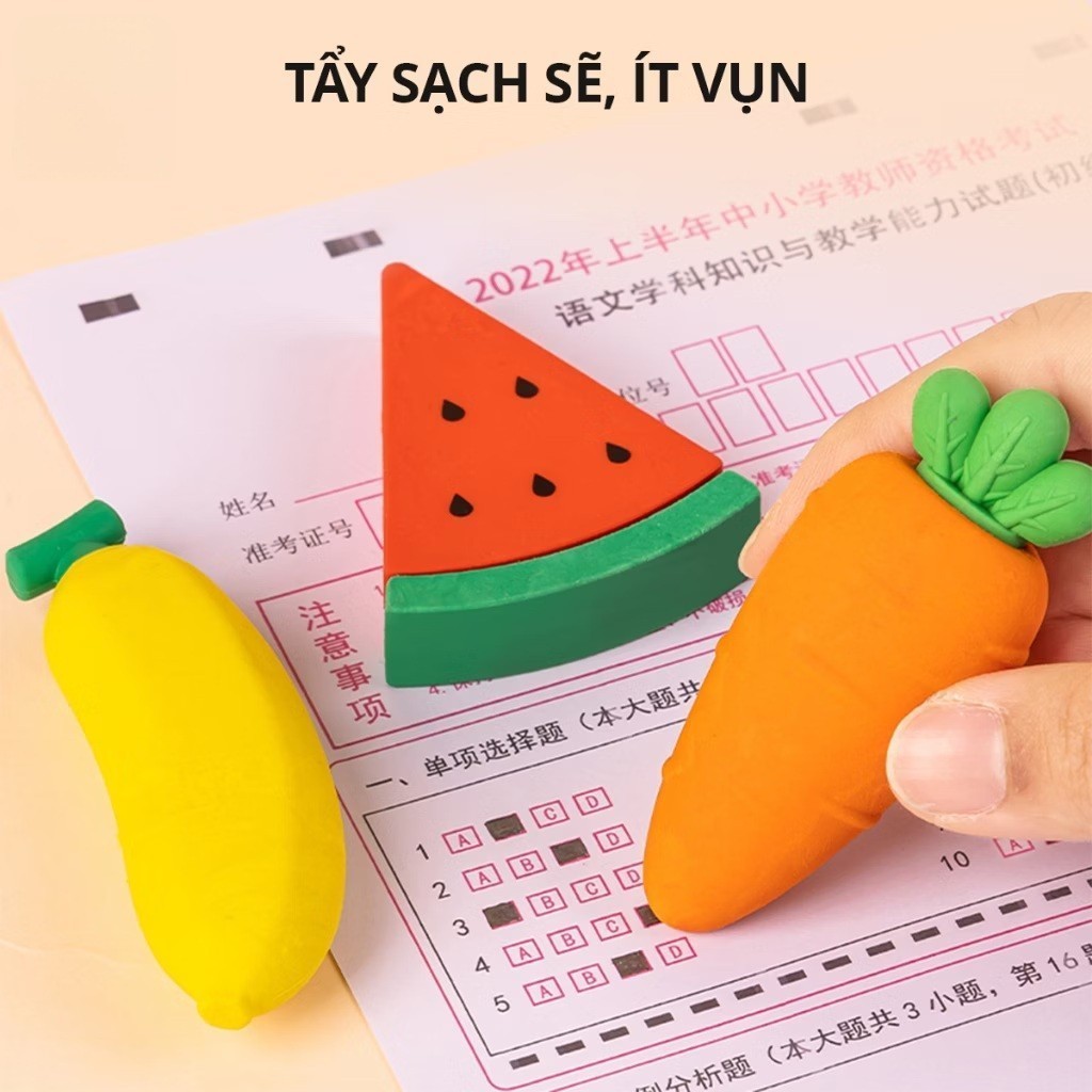 Gôm Tẩy Bút Chì Hoa Quả Khổng Lồ Deli VP414 - Tẩy Chì Tẩy Sạch Ít Vụn An Toàn Cho Bé